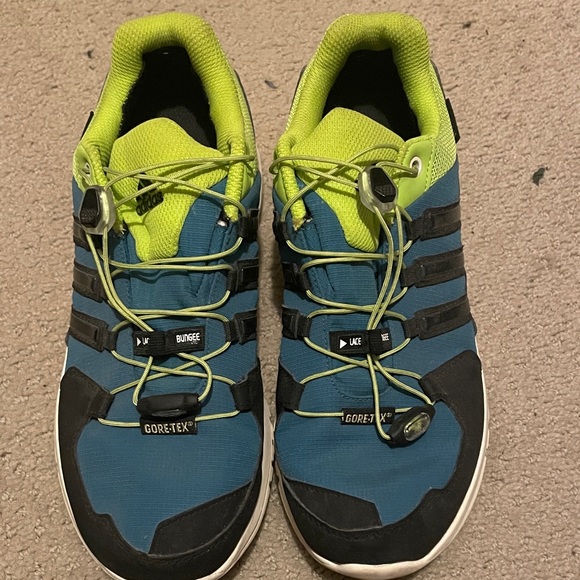 adidas Shoes - adidas Blue and Lime Green Gore-Tex Trail Sneakers